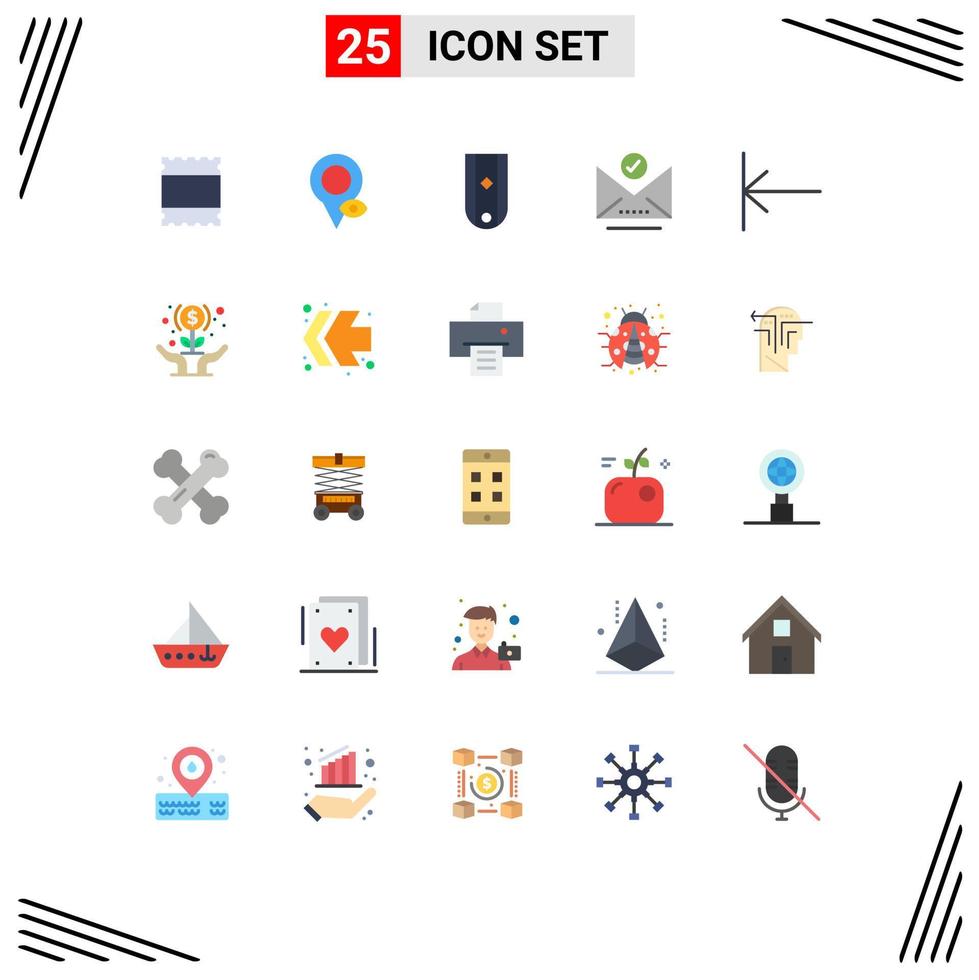Modern Set of 25 Flat Colors and symbols such as start arrow military select email Editable Vector Design Elements