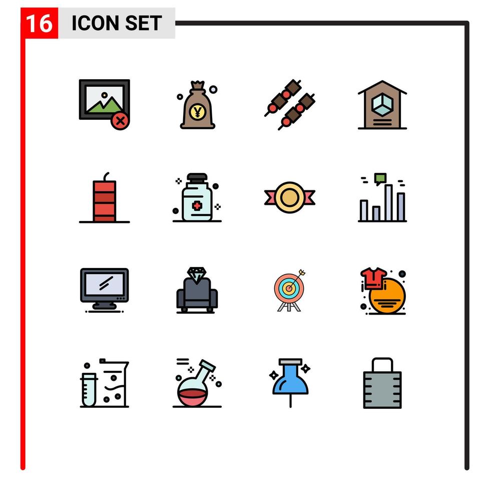 Set of 16 Modern UI Icons Symbols Signs for bomb stock barbeque product home Editable Creative Vector Design Elements