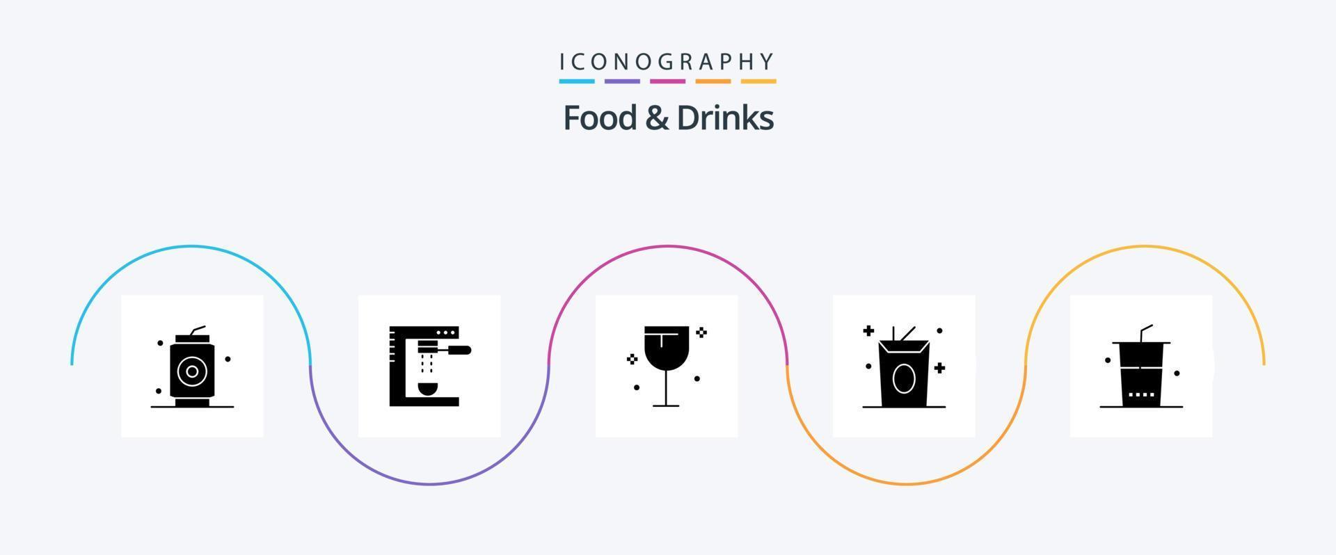 Food and Drinks Glyph 5 Icon Pack Including drinks. food. machine. drinks. wine vector