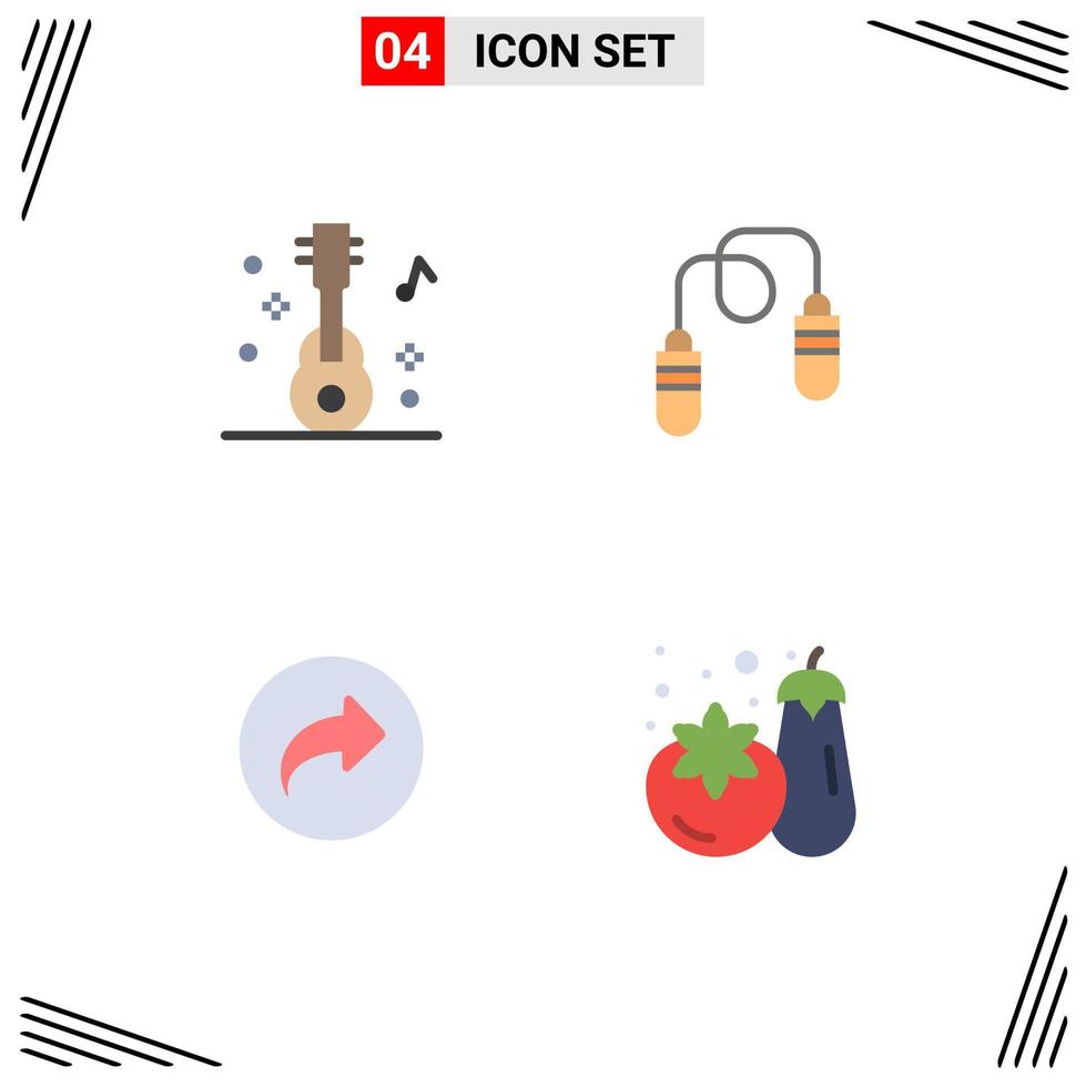 Mobile Interface Flat Icon Set of 4 Pictograms of audio arrow party jump rope ui Editable Vector Design Elements