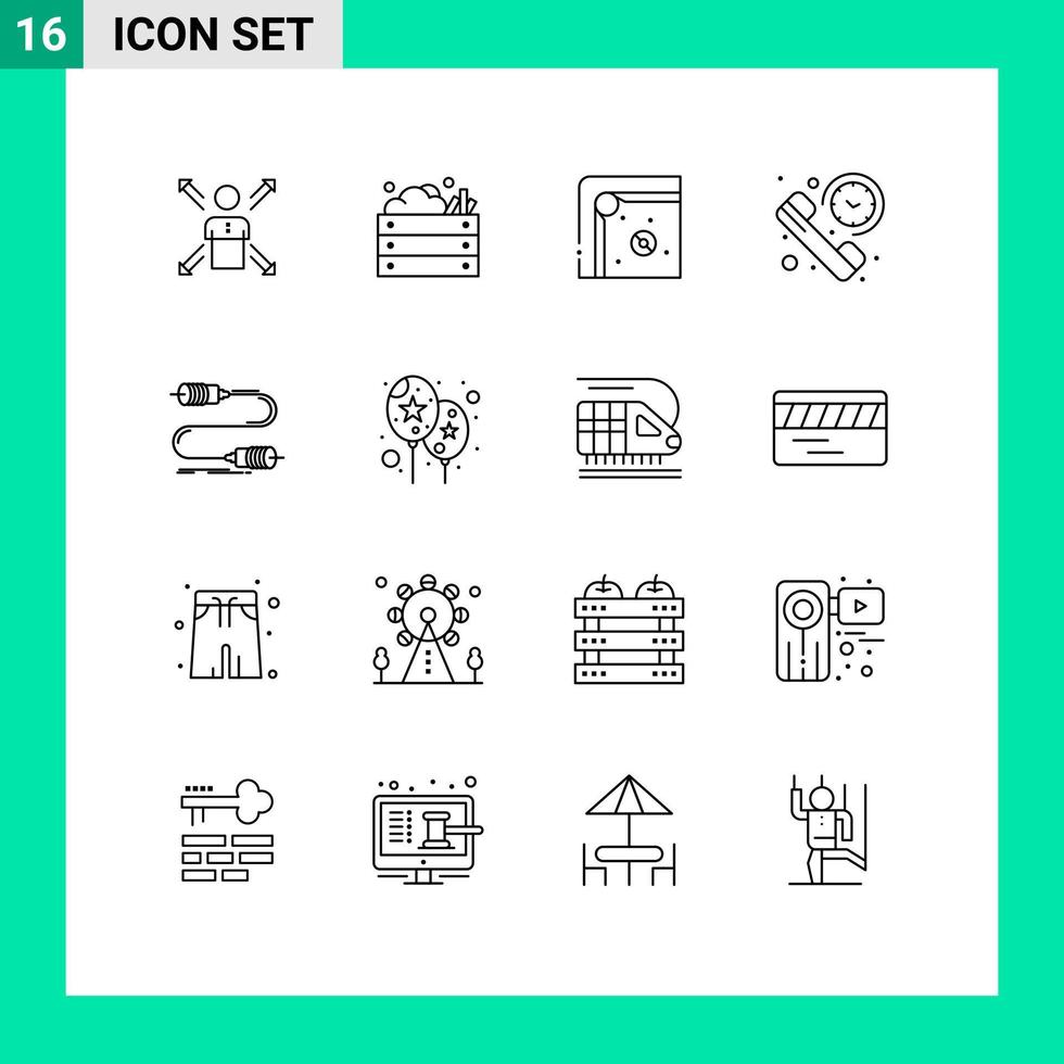 Set of 16 Vector Outlines on Grid for duration play farming game air hockey Editable Vector Design Elements