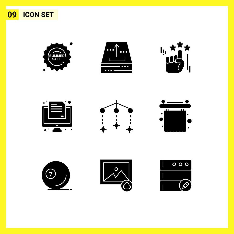 Modern Set of 9 Solid Glyphs Pictograph of mobile paper up test exam Editable Vector Design Elements