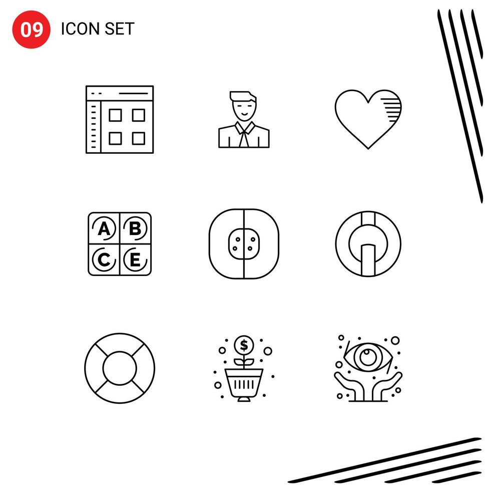 Modern Set of 9 Outlines Pictograph of health diet teacher report like Editable Vector Design Elements