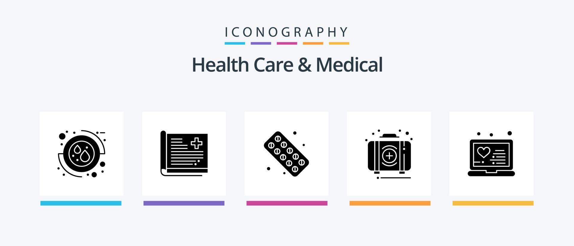 paquete de iconos de atención médica y glifo médico 5 que incluye caja. primero. médico. emergencia. tableta. diseño de iconos creativos vector