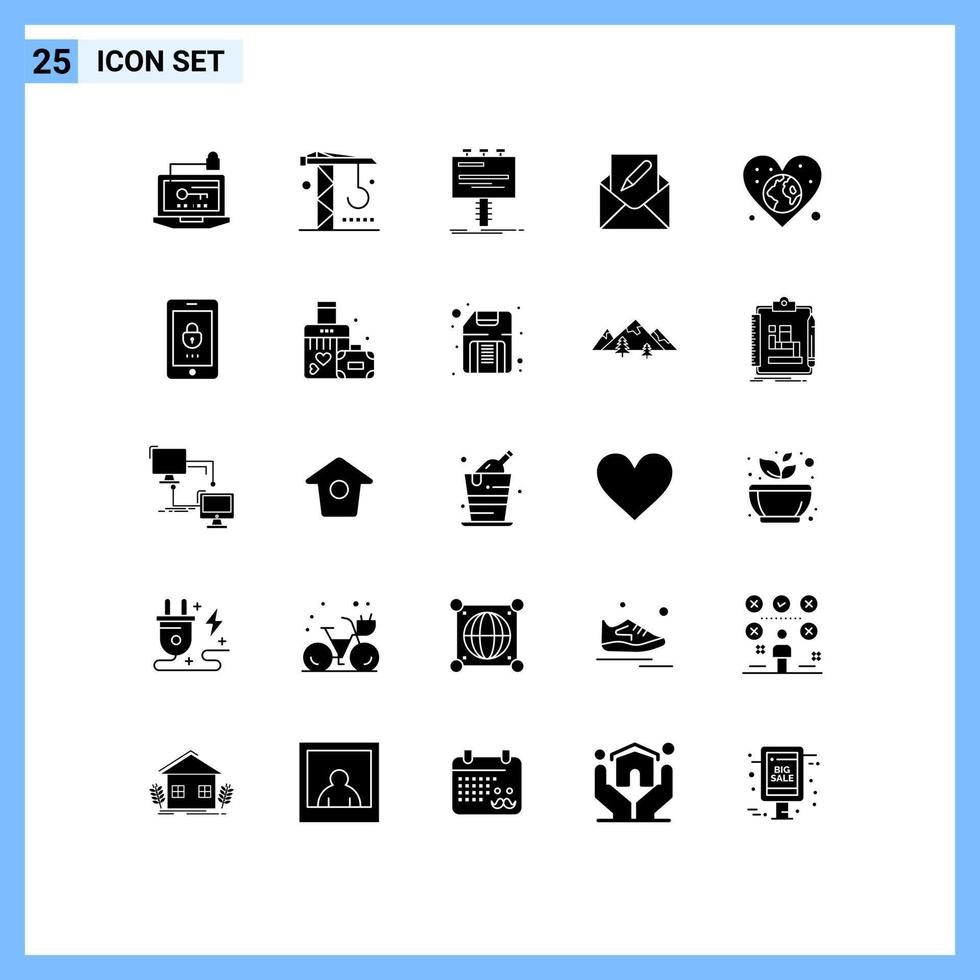 25 iconos creativos signos y símbolos modernos de herramientas de edición de sobres componen elementos de diseño vectorial editables de cartelera vector