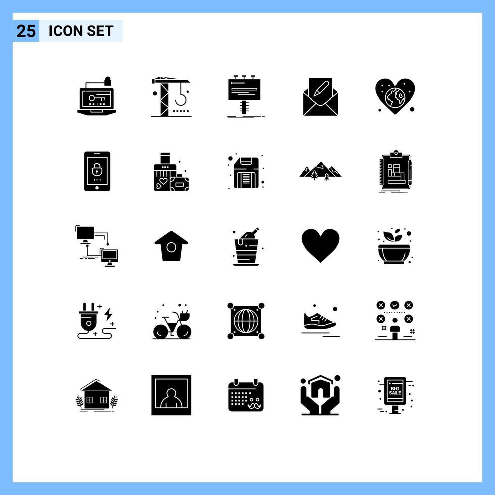 25 Creative Icons Modern Signs and Symbols of envelope edit tools compose billboard Editable Vector Design Elements