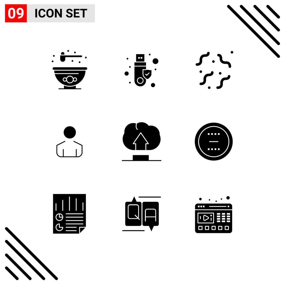 Stock Vector Icon Pack of 9 Line Signs and Symbols for cancel upload rotten interface man Editable Vector Design Elements