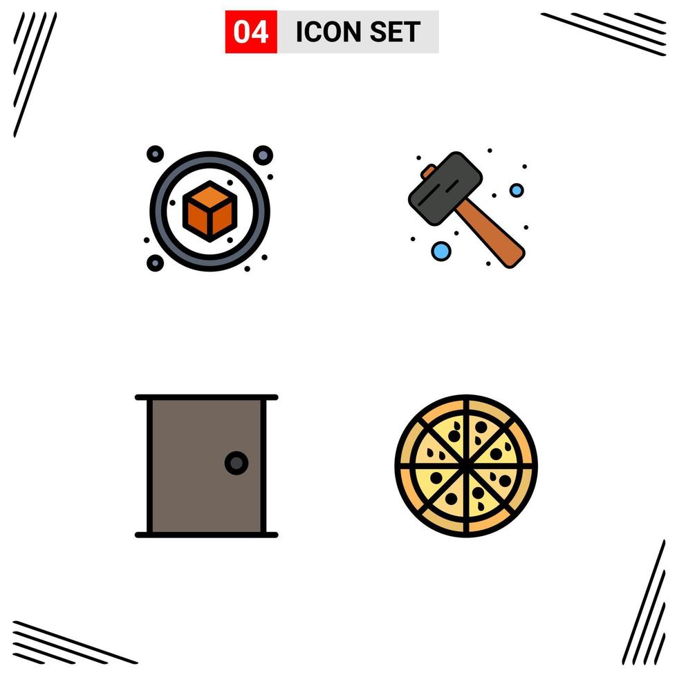 Set of 4 Modern UI Icons Symbols Signs for box door knock smash home Editable Vector Design Elements