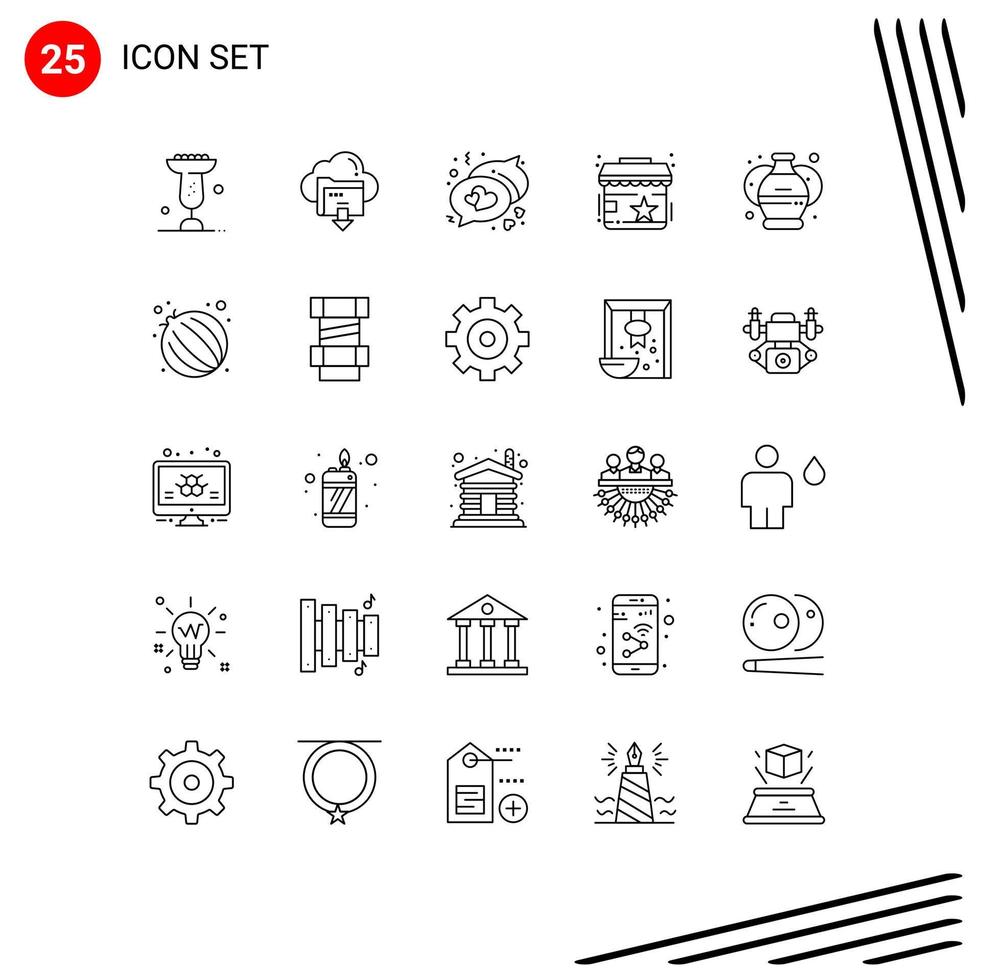 25 Universal Line Signs Symbols of art store computing shop rating Editable Vector Design Elements