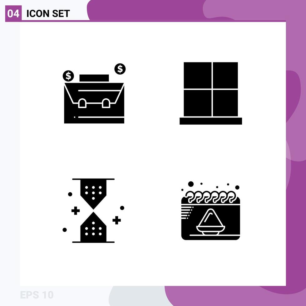 User Interface Pack of Basic Solid Glyphs of bag clock dollar gate timer Editable Vector Design Elements