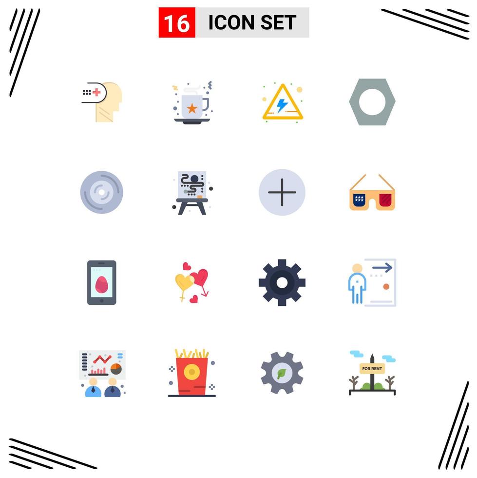 Stock Vector Icon Pack of 16 Line Signs and Symbols for cd music alert disc bolt Editable Pack of Creative Vector Design Elements