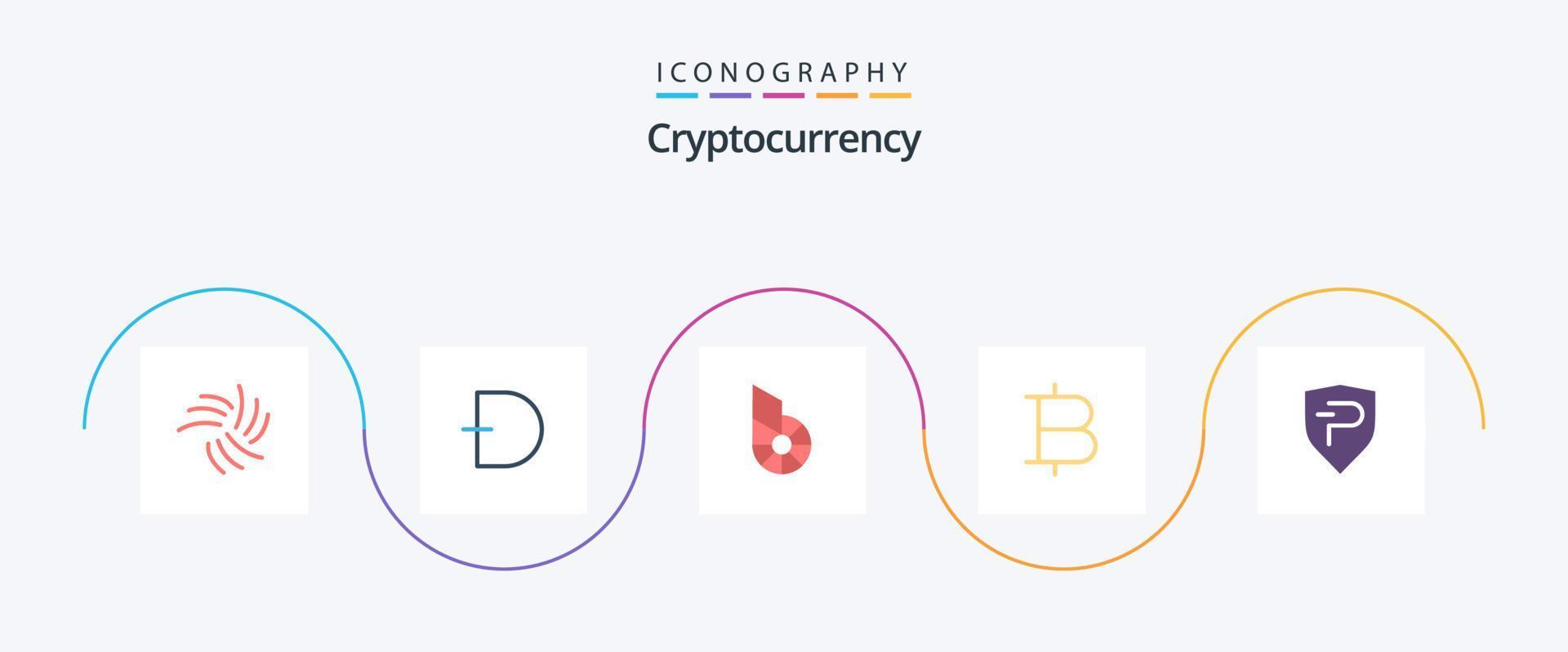 Cryptocurrency Flat 5 Icon Pack Including coin. money. currency. coin. crypto currency vector
