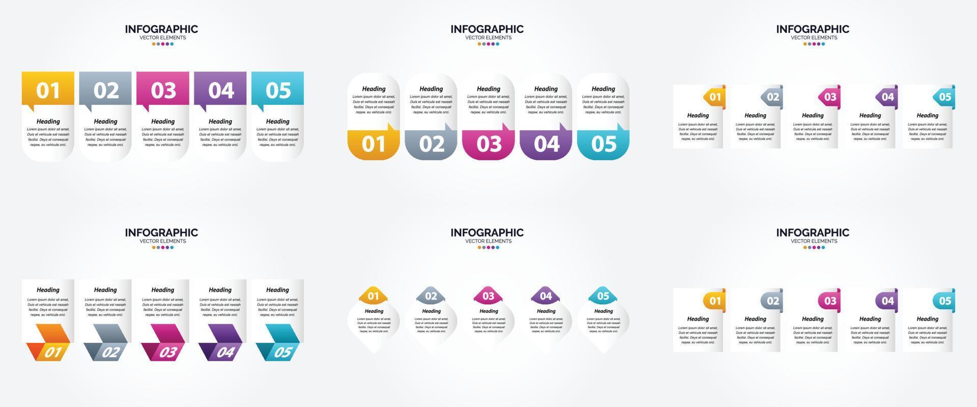 ilustración vectorial infografía conjunto de diseño plano para folleto publicitario y revista vector