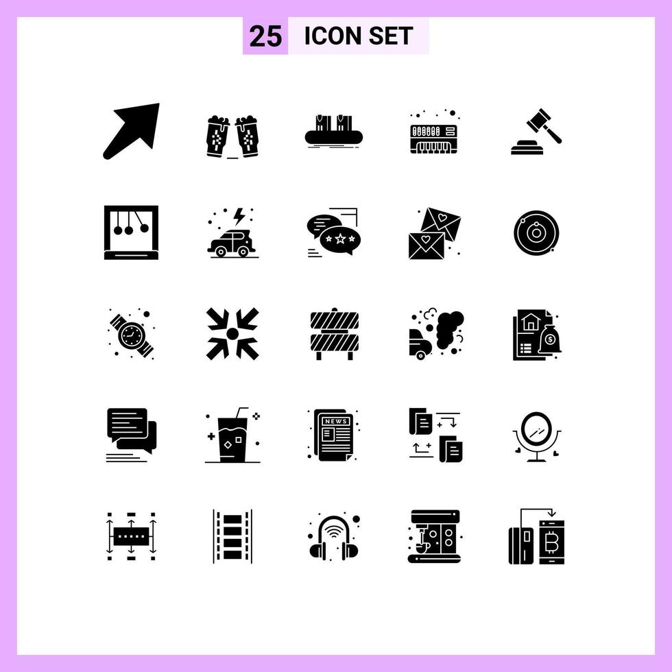 Stock Vector Icon Pack of 25 Line Signs and Symbols for judge synthesizer belt electronic line Editable Vector Design Elements