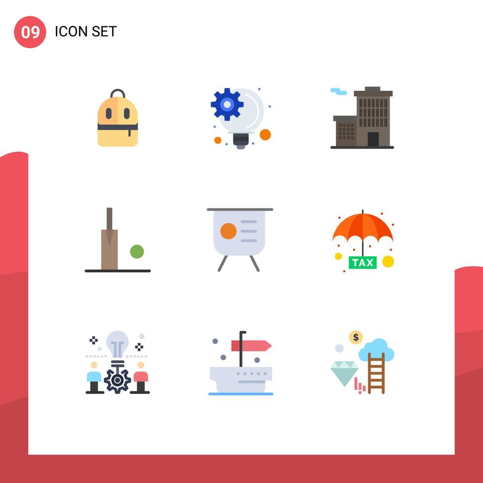 paquete de iconos de vector de stock de 9 signos y símbolos de línea para la presentación tocones de gráficos de negocios de nota clave elementos de diseño de vector editables