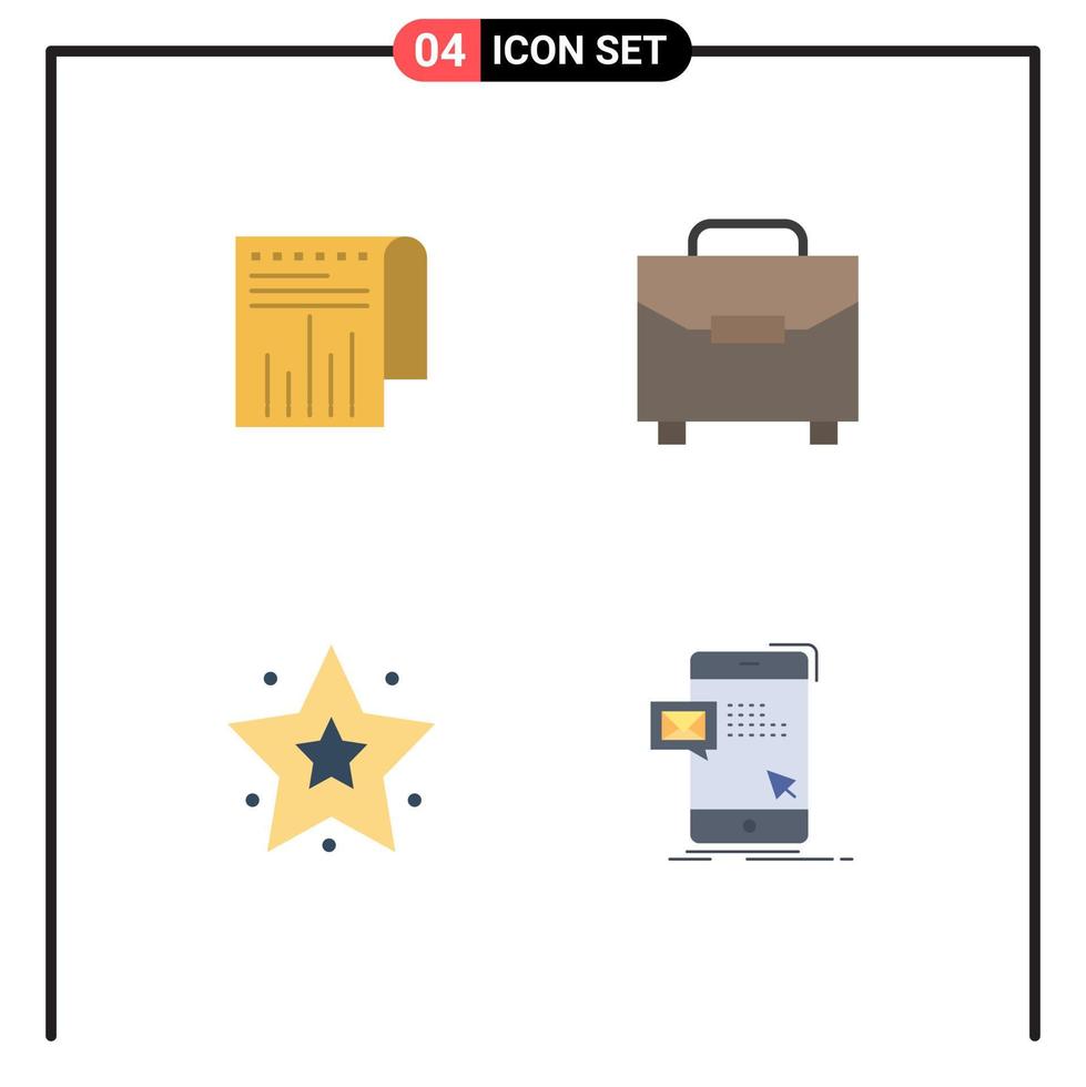 4 iconos planos universales firman símbolos de interfaz de negocio informe pago elementos de diseño vectorial editables a granel vector