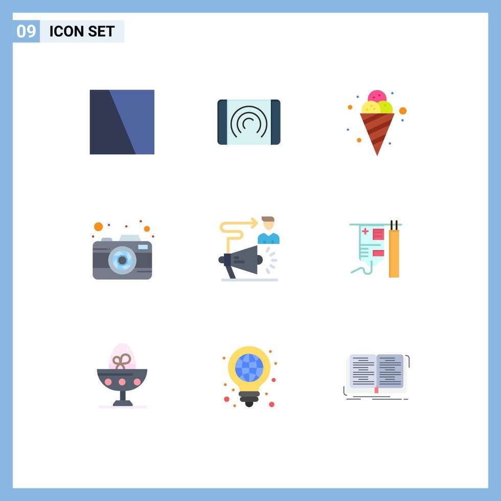 Set of 9 Vector Flat Colors on Grid for target capture cream picture camera Editable Vector Design Elements