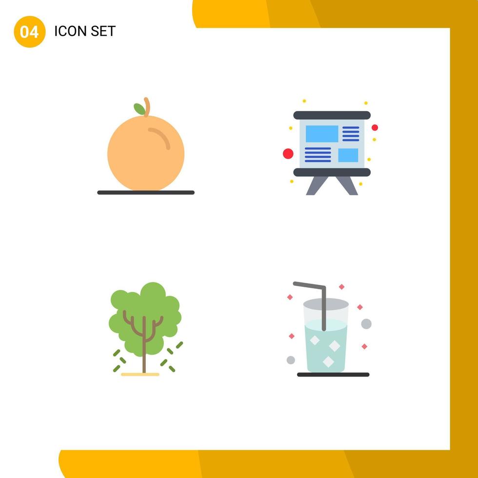Editable Vector Line Pack of 4 Simple Flat Icons of fruit apple tree presentation training spring Editable Vector Design Elements