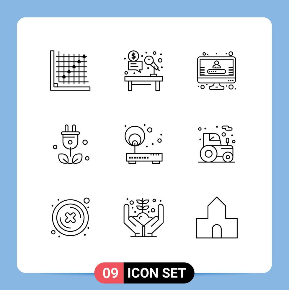 Set of 9 Modern UI Icons Symbols Signs for access green hammer tree registration Editable Vector Design Elements