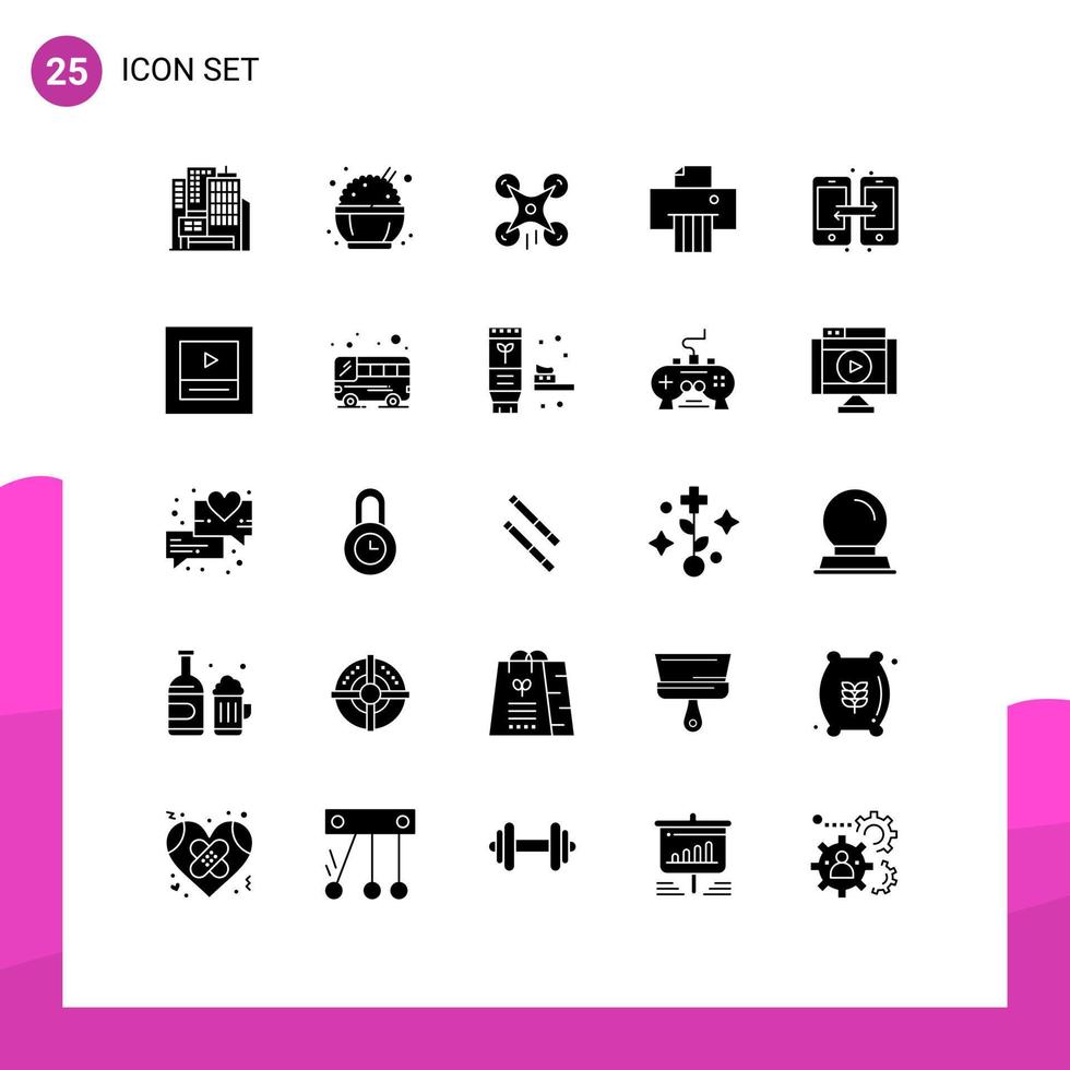 25 Thematic Vector Solid Glyphs and Editable Symbols of layout share camera data shredder Editable Vector Design Elements