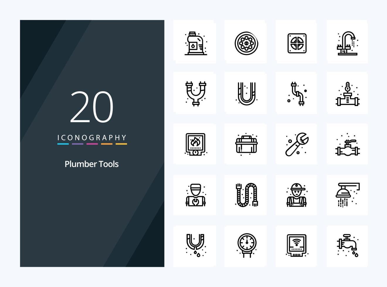 20 Plumber Outline icon for presentation vector