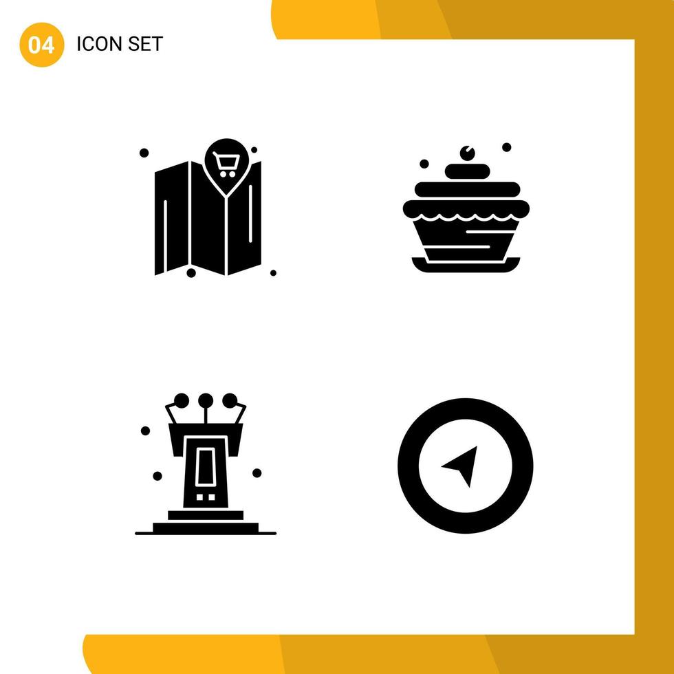 paquete de iconos de vector de stock de 4 signos y símbolos de línea para mapa de discurso panadería cupcake comida mapa elementos de diseño de vector editables