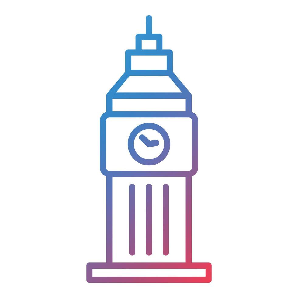 icono de gradiente de línea de big ben vector