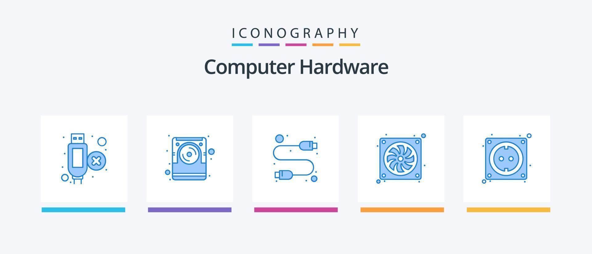 paquete de iconos azul 5 de hardware de computadora que incluye hardware. cable. computadora. hardware. computadora. diseño de iconos creativos vector