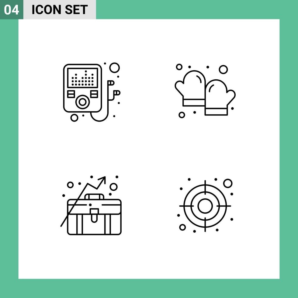 4 Universal Line Signs Symbols of device growth baking business target Editable Vector Design Elements