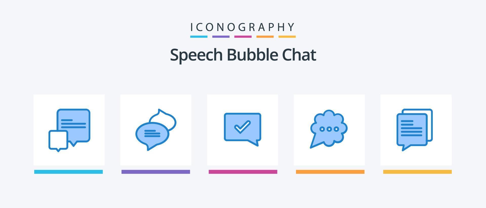 paquete de iconos de chat blue 5 que incluye . mensaje. discurso. comunicación. comentario. diseño de iconos creativos vector