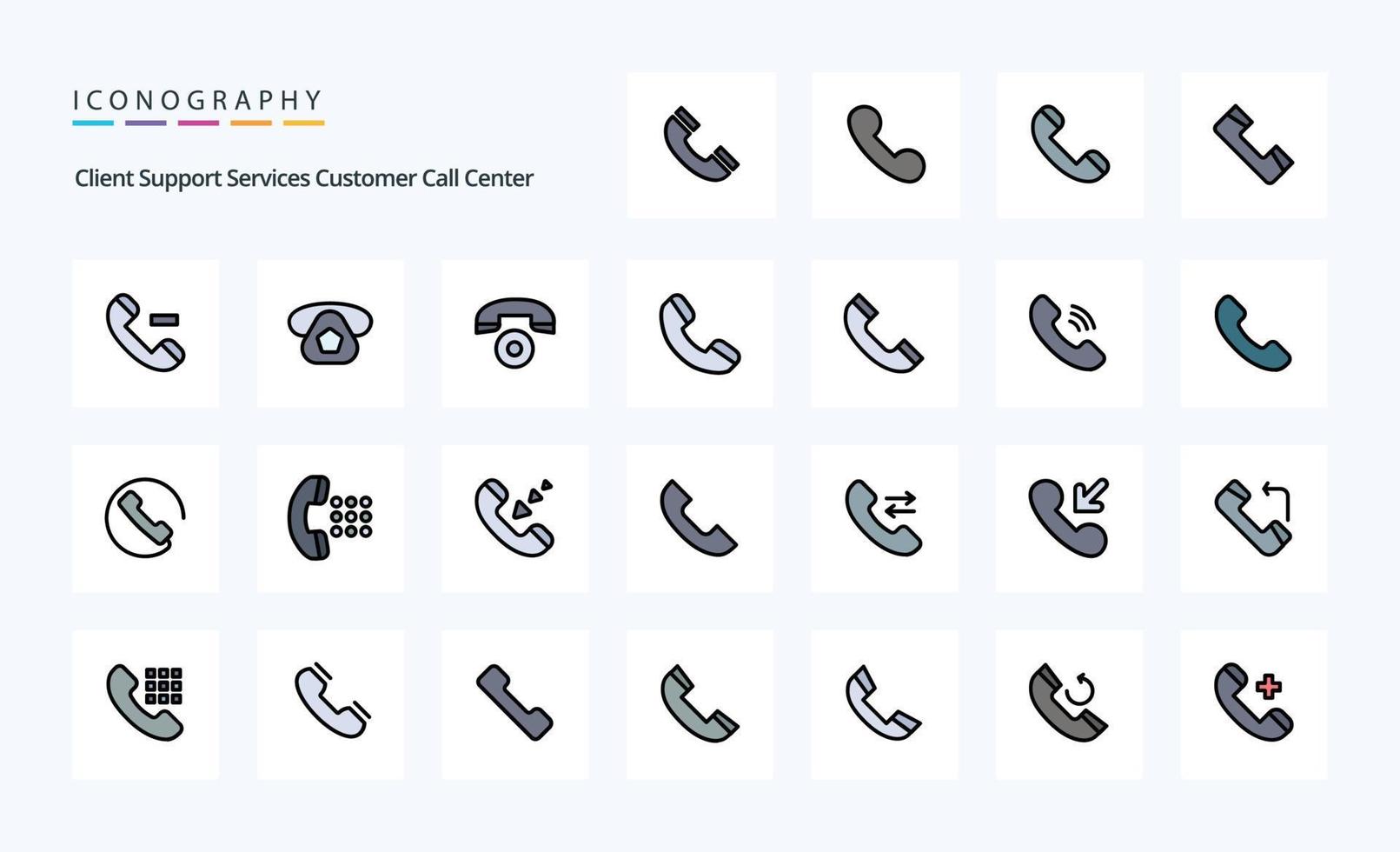 25 Call Line Filled Style icon pack vector