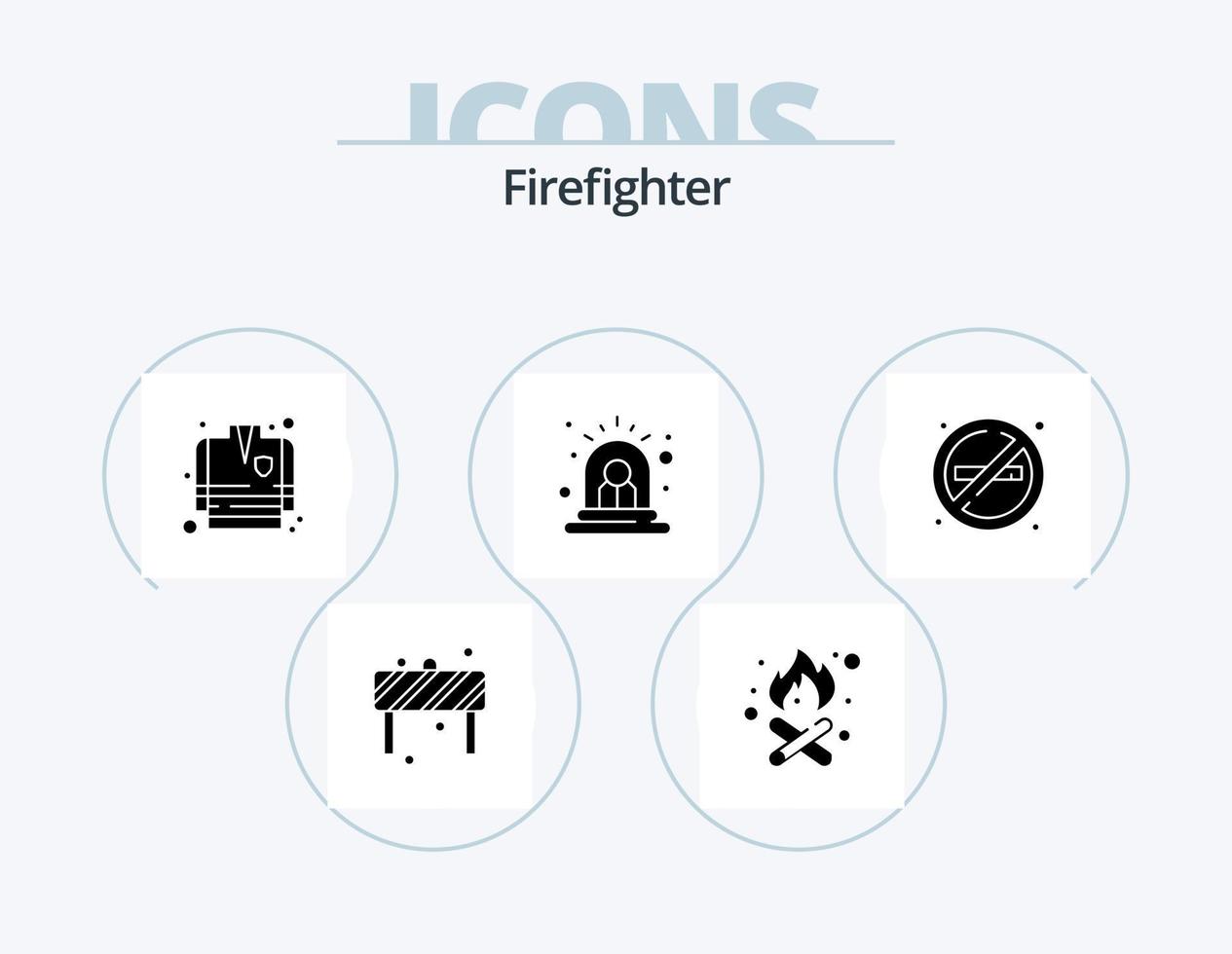 Firefighter Glyph Icon Pack 5 Icon Design. no smoke. no. fire fighting coat. fire. danger vector