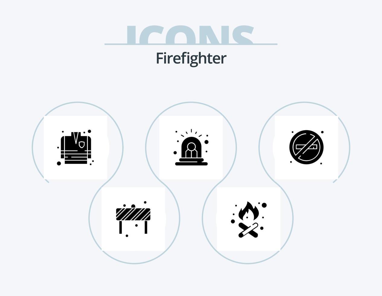 paquete de iconos de glifo de bombero 5 diseño de iconos. no fumar. no. abrigo contra incendios. fuego. peligro vector