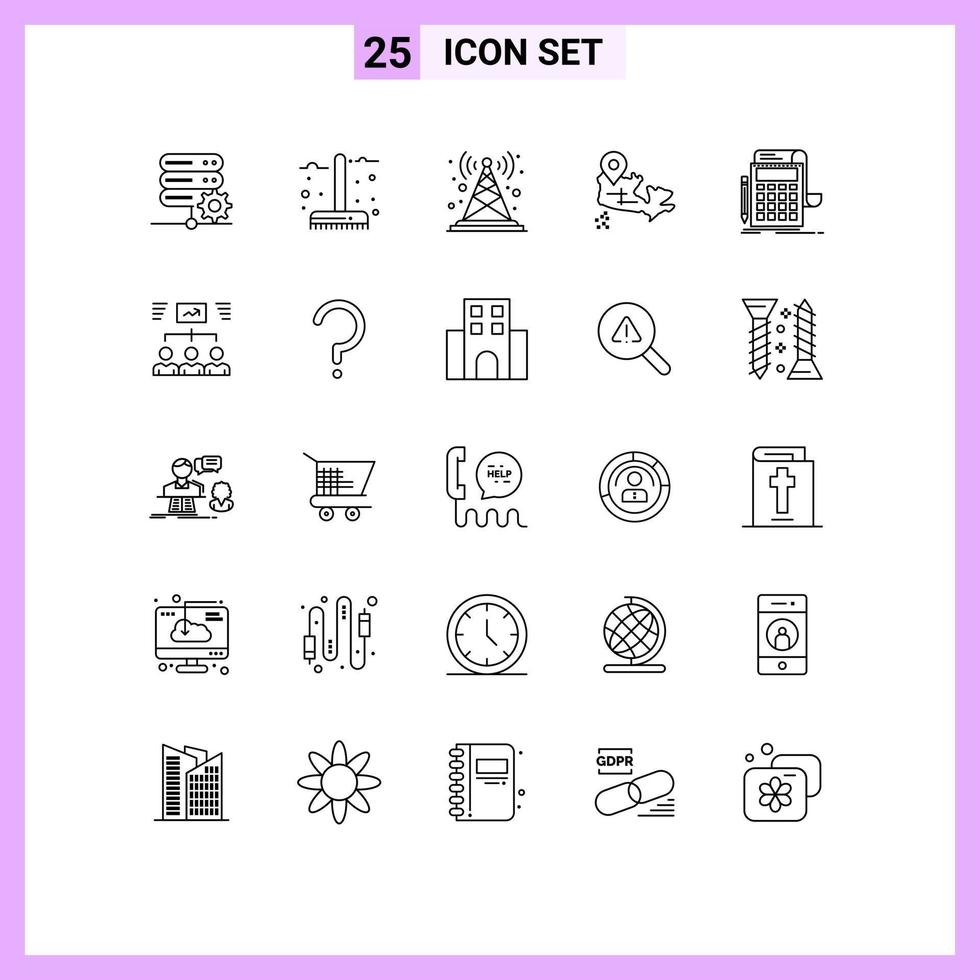 Pictogram Set of 25 Simple Lines of accounting map season canada tower Editable Vector Design Elements