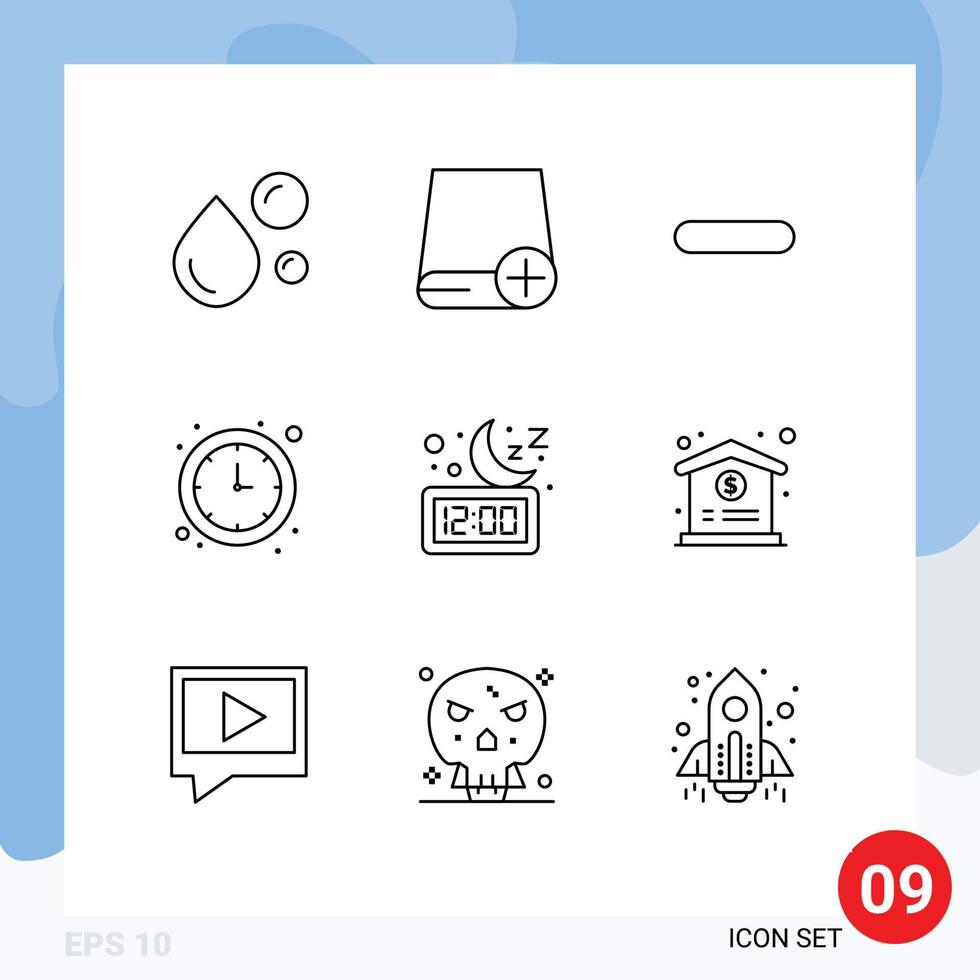 Universal Icon Symbols Group of 9 Modern Outlines of time economy drive banking minus Editable Vector Design Elements