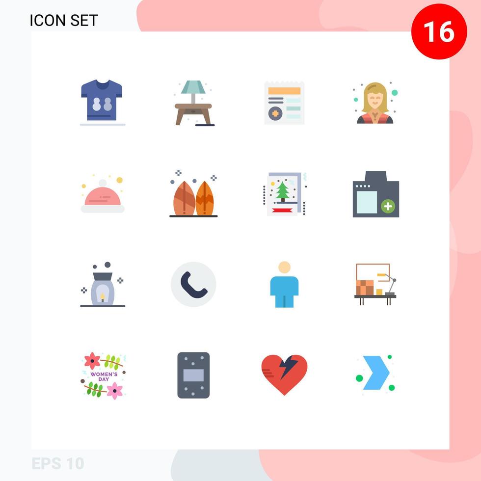 Universal Icon Symbols Group of 16 Modern Flat Colors of baby technician basic female commercial Editable Pack of Creative Vector Design Elements