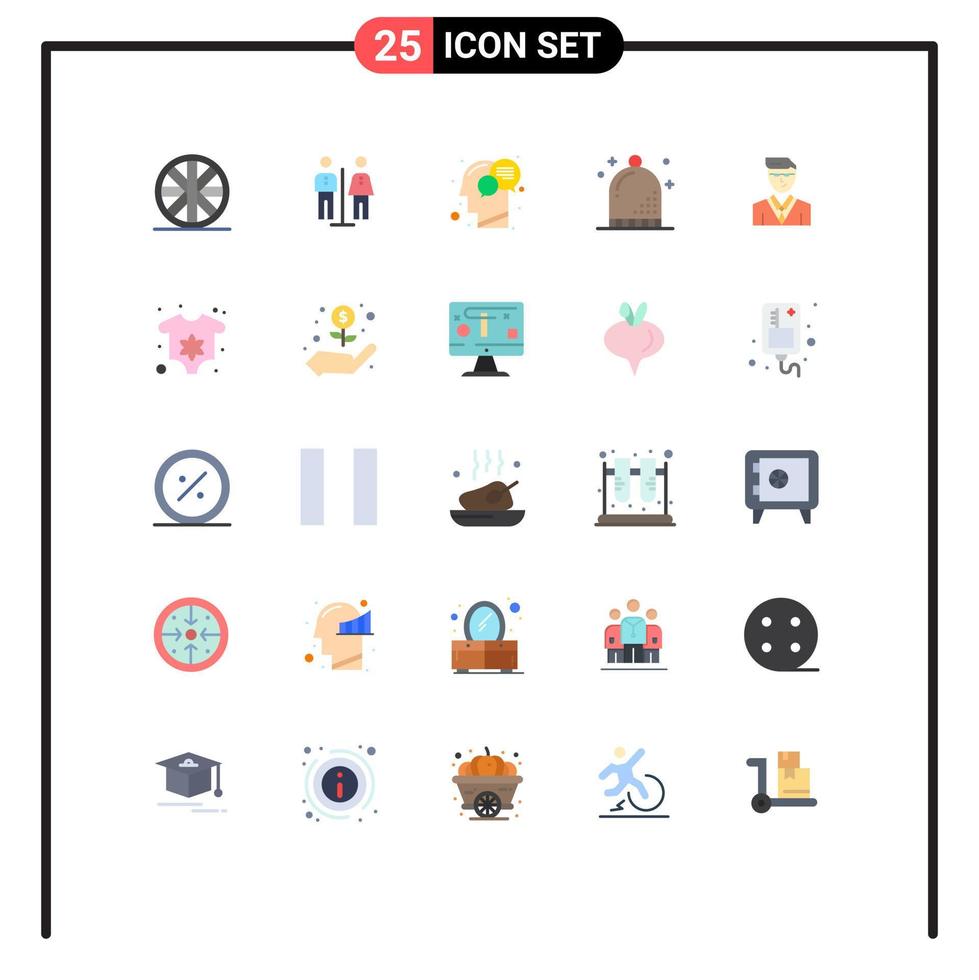 Group of 25 Flat Colors Signs and Symbols for user winter human holiday event Editable Vector Design Elements