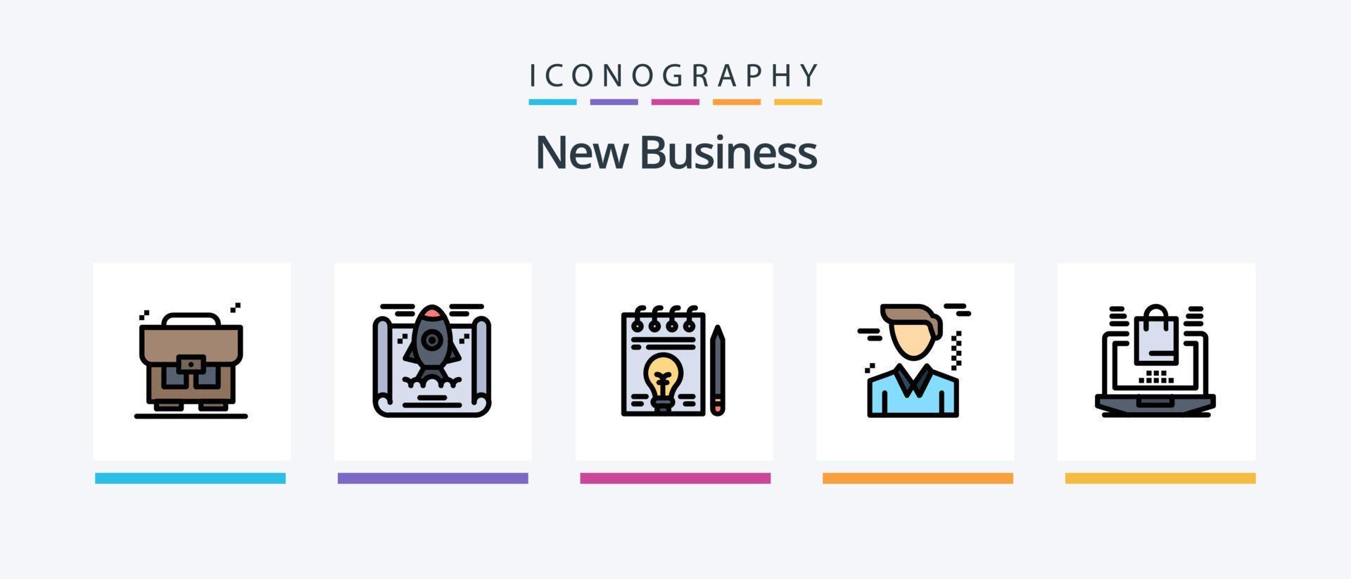 New Business Line Filled 5 Icon Pack Including money . love. business. light. Creative Icons Design vector