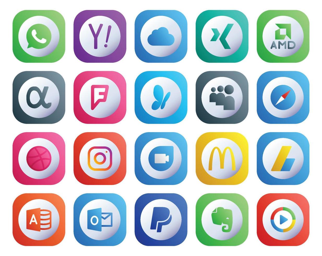 20 Social Media Icon Pack Including ads mcdonalds msn google duo dribbble vector