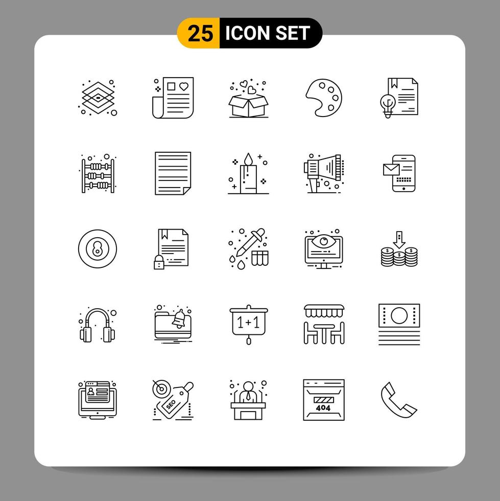 25 Universal Lines Set for Web and Mobile Applications business palette remedy color muslim Editable Vector Design Elements