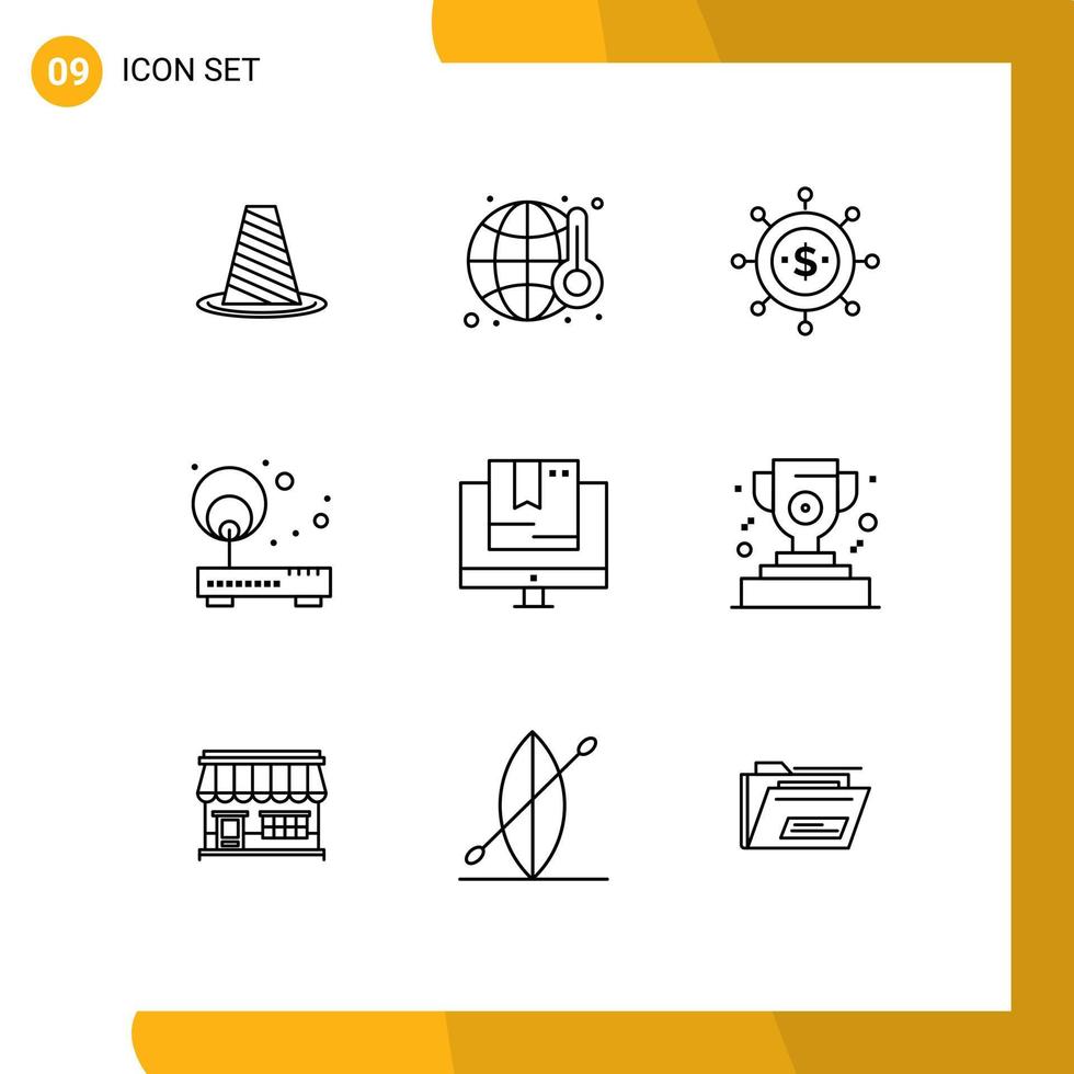 Modern Set of 9 Outlines and symbols such as point internet waste access global Editable Vector Design Elements