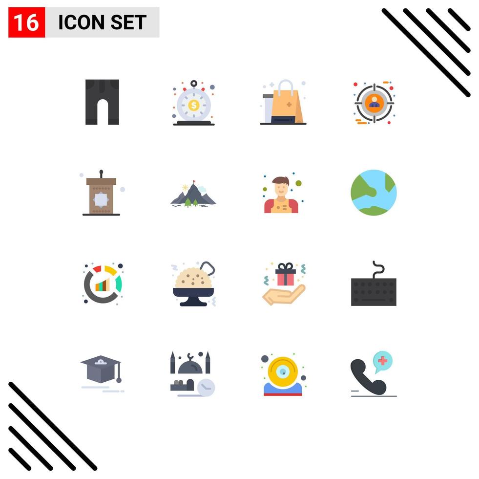 16 User Interface Flat Color Pack of modern Signs and Symbols of user selection quick focus cloths Editable Pack of Creative Vector Design Elements