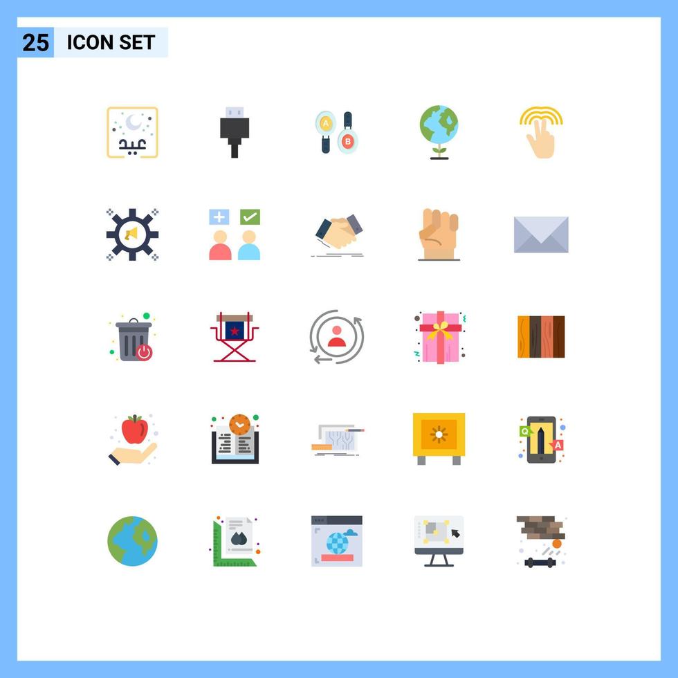 Stock Vector Icon Pack of 25 Line Signs and Symbols for gestures globe usb ecology computing Editable Vector Design Elements