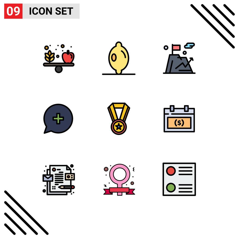 Set of 9 Modern UI Icons Symbols Signs for calendar education goal achievement new Editable Vector Design Elements