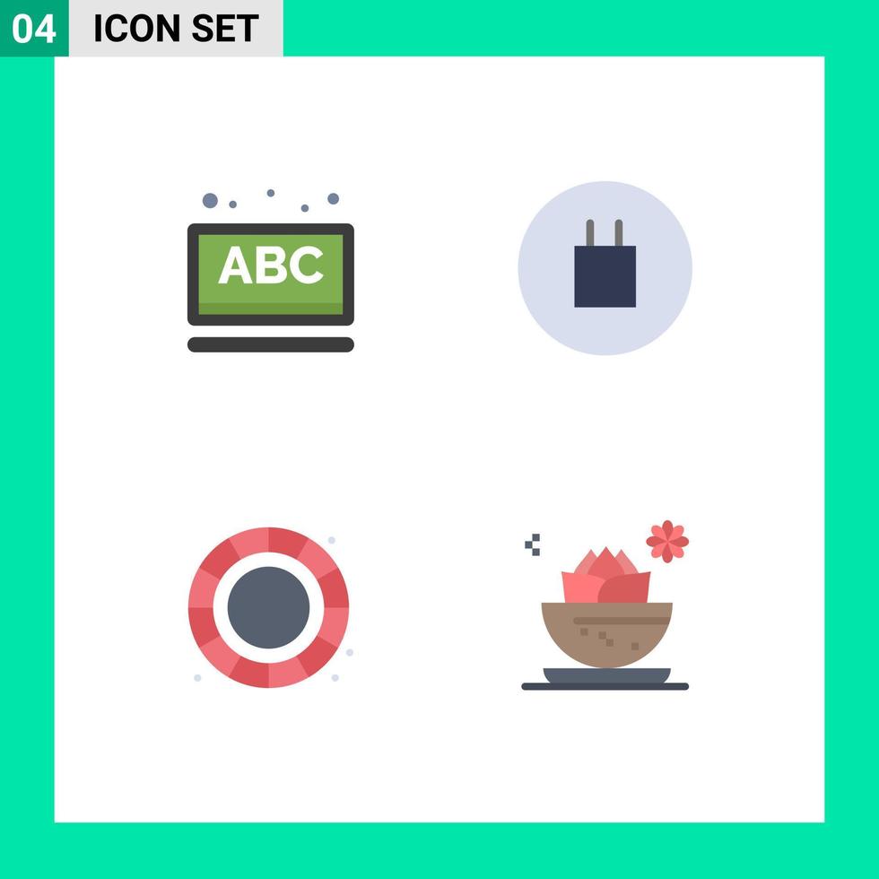 4 Thematic Vector Flat Icons and Editable Symbols of abc process school symbols local Editable Vector Design Elements