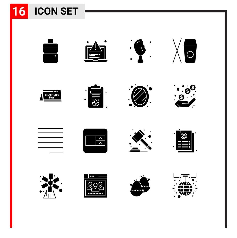 16 Solid Glyph concept for Websites Mobile and Apps clipboard date thanksgiving day food Editable Vector Design Elements