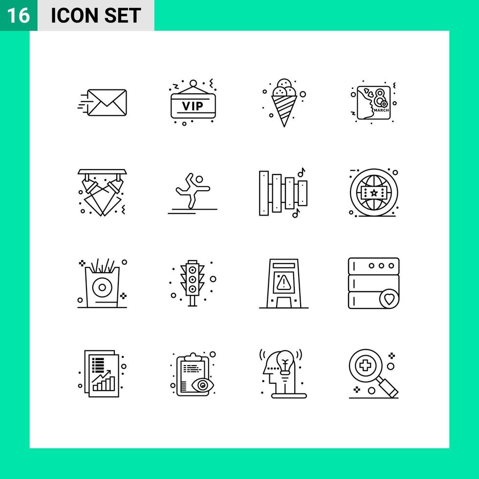 Stock Vector Icon Pack of 16 Line Signs and Symbols for light celebration food invite day Editable Vector Design Elements
