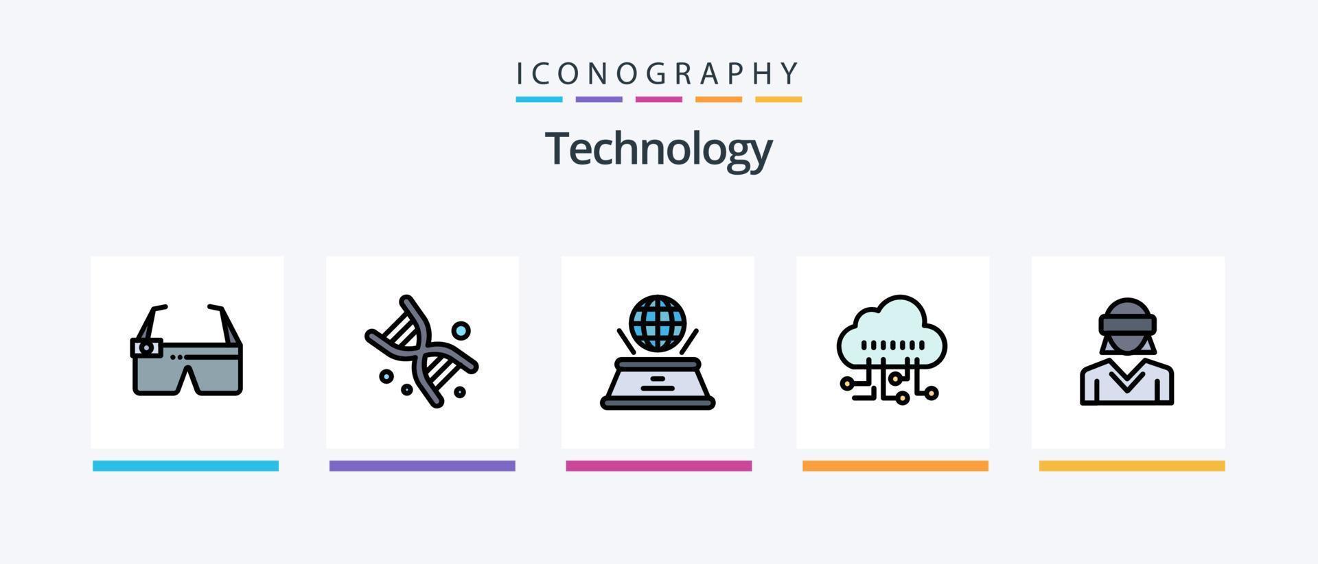 Technology Line Filled 5 Icon Pack Including toy. robot. building. technology. rocket. Creative Icons Design vector