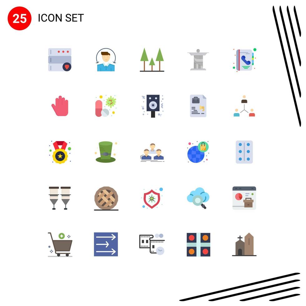 25 Flat Color concept for Websites Mobile and Apps call book nature address monument Editable Vector Design Elements