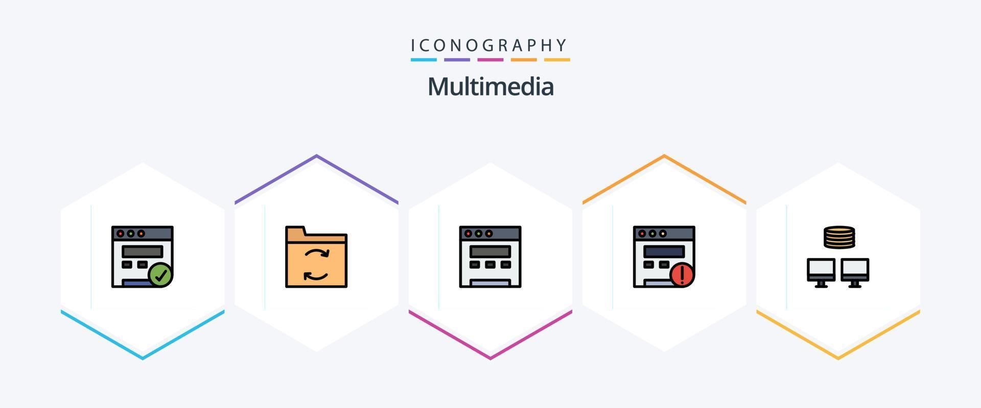 Multimedia 25 FilledLine icon pack including . alert. . database vector